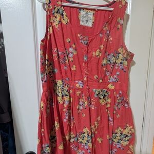 Floral Spring Midi Sleeveless Dress in Dark Pink by FatFace